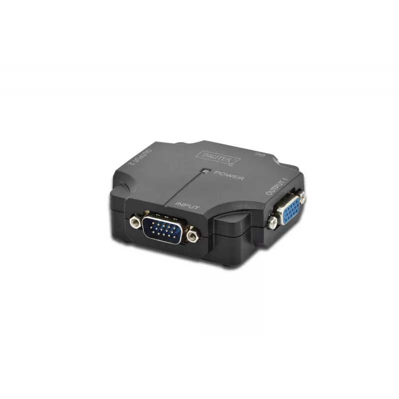 DIGITUS DS-41120-1 VGA Sadalītājs 2 Porti Plastmasas Korpusā 350 MHz HDSUB 15/Vīriešu uz 2x HDSUB 15/Sieviešu 1080p