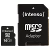 Intenso 16GB MicroSDHC Class 4 atmiņas karte ar SD adapteri, līdz 21 MB/s nolasīšanas ātrumam, melna