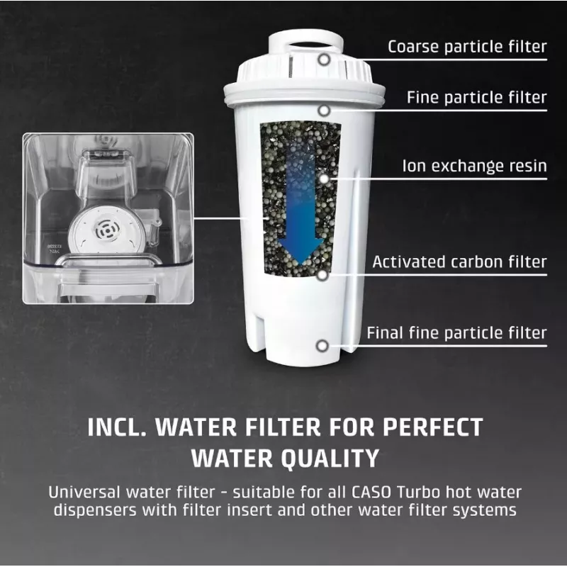 CASO HW 666 Inox Turbo Karstā ūdens dozators 2,7L 2600W Nerūsējošais tērauds/Melns