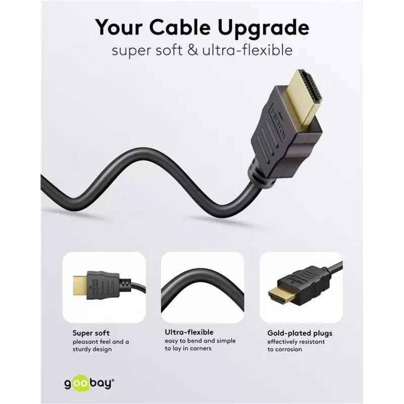 Goobay HDMI High-Speed Cable with Ethernet | Soft | 0.5 m