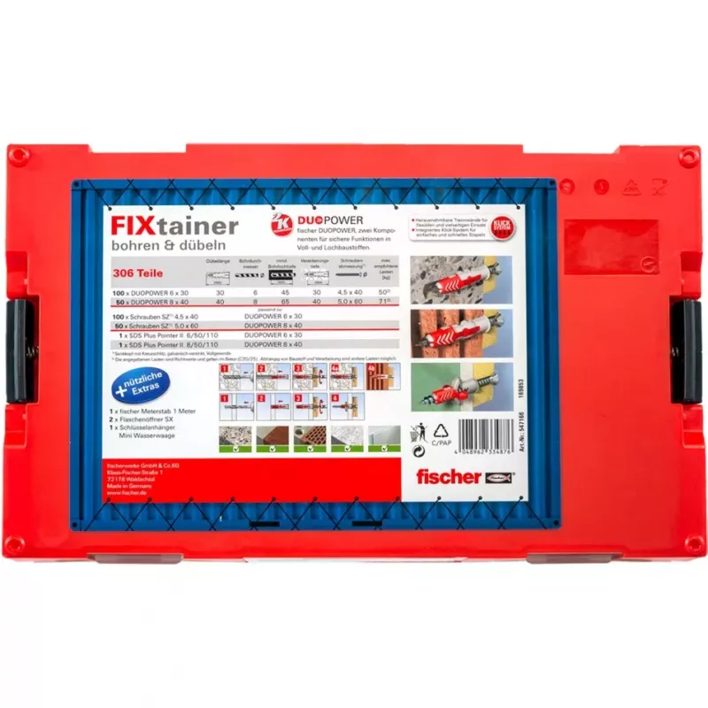 Fischer FIXtainer Urbju un Dībeļu Komplekts 160 Gabali