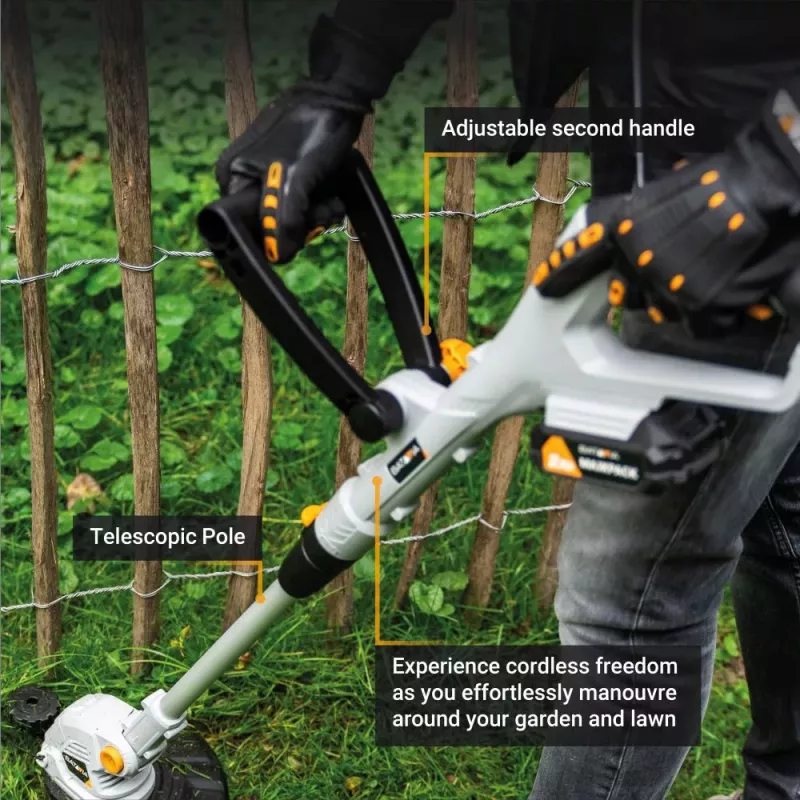 BATAVIA 18V Bezvadu zāles trimmeris 250 mm 2-in-1 ar auklu un asmeni