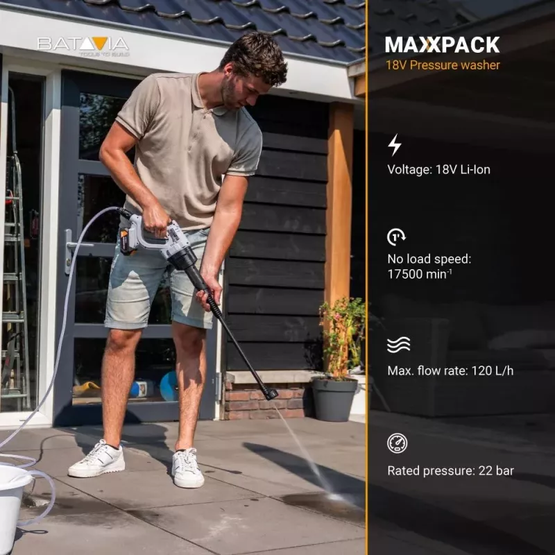 Batavia 18V bezvadu augstspiediena mazgātājs 22 bar (320 PSI) - Tikai instruments (Akumulators un lādētājs nav iekļauti)