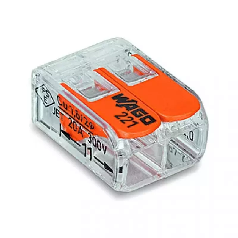 WAGO 221-412 2-Conductor Compact Splicing Connector, 0.2-4 mm², 100 Pieces