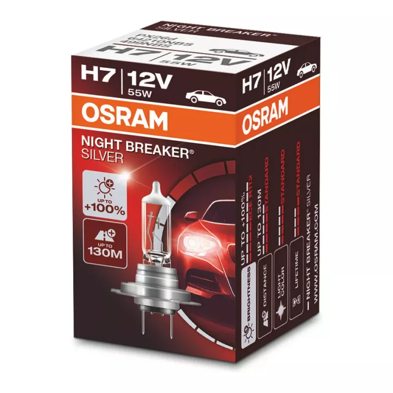 OSRAM NIGHT BREAKER SILVER H7 64210NBS Halogēna priekšējā luktura spuldze 12V 55W 1500lm