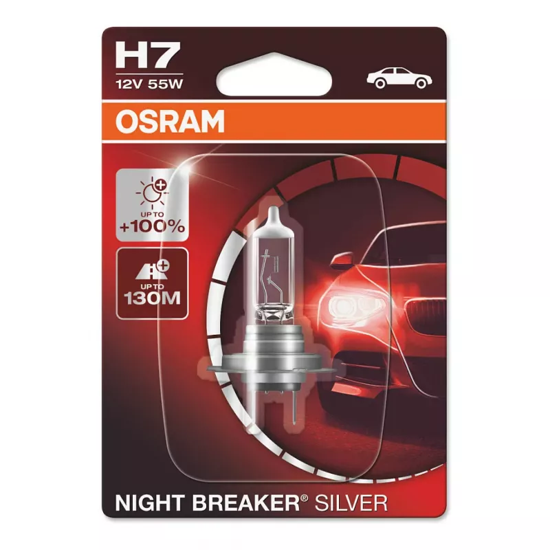 OSRAM NIGHT BREAKER SILVER H7 64210NBS Halogēna priekšējā luktura spuldze 12V 55W 1500lm