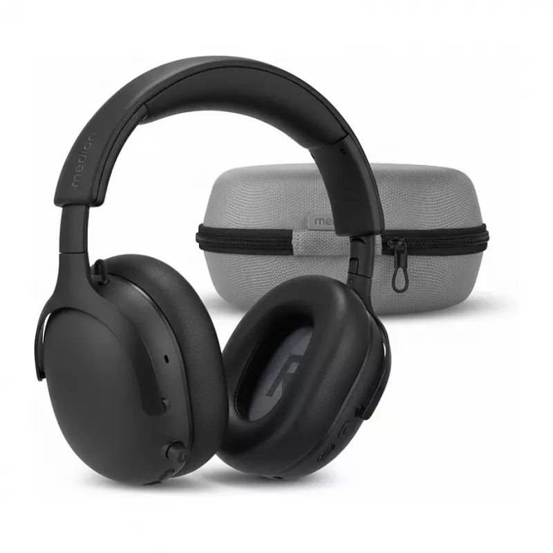 MEDION LIFE HX-1 Plus Over-Ear austiņas Melnas ANC Bluetooth 5.2 100h Akumulators IPX4