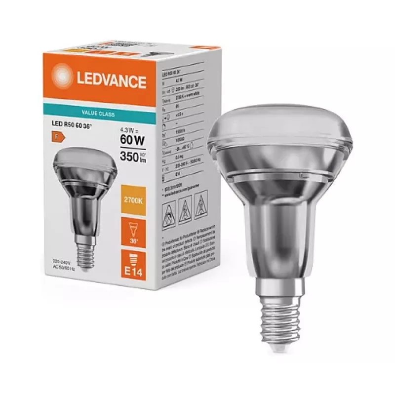 OSRAM R506036 4.3W 827 E14 P LED atstarotājlampa 350 lm 2700K silta balta