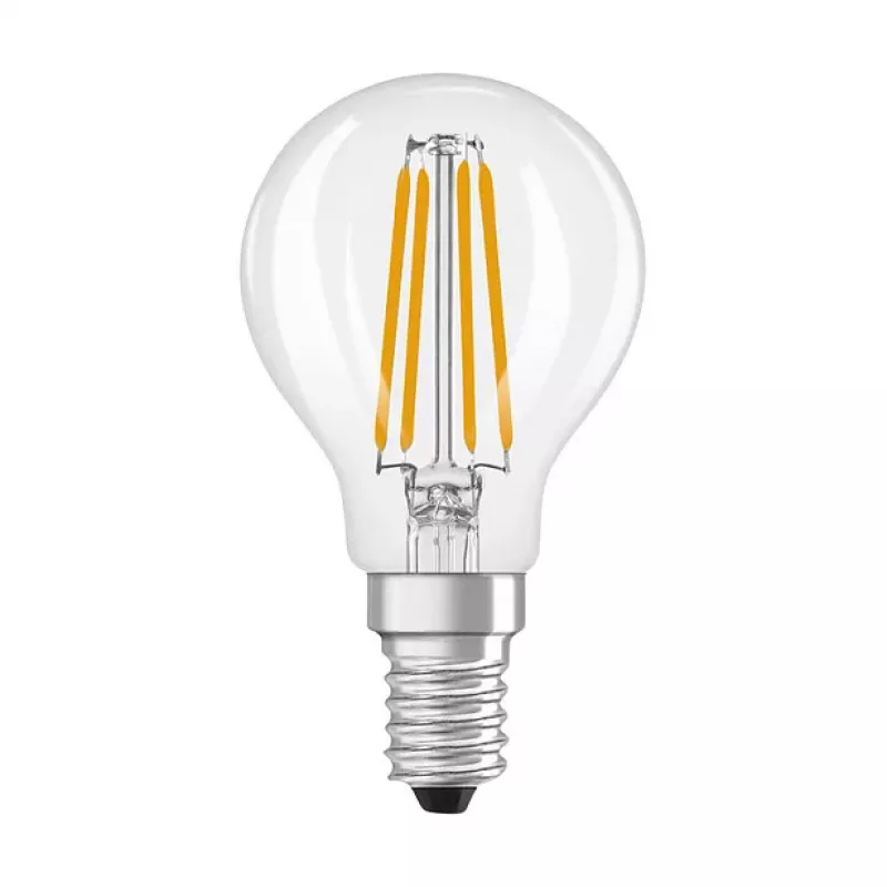 OSRAM CLP40 DIM 3.4W 827 FIL CL E14 P LED regulējama pilienveida lampa caurspīdīga 2700K
