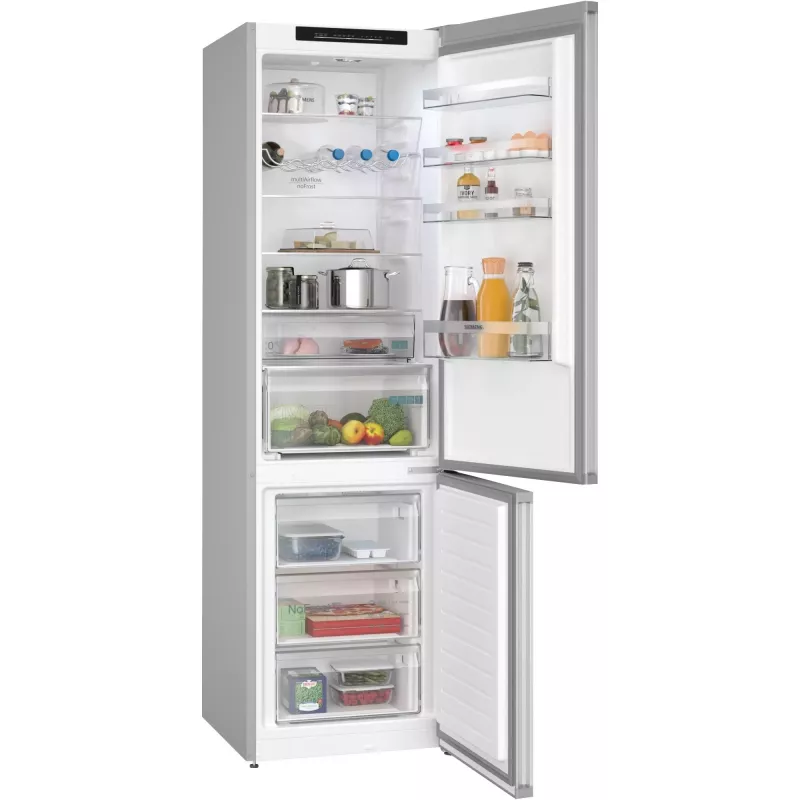 SIEMENS KG39N2LCF iQ300 Ledusskapja-saldētavas kombinācija, Nerūsējošā tērauda izskats, 363 L Kopējā neto ietilpība, NoFrost, VitaFresh, LED apgaismojums, Energoefektivitātes klase C