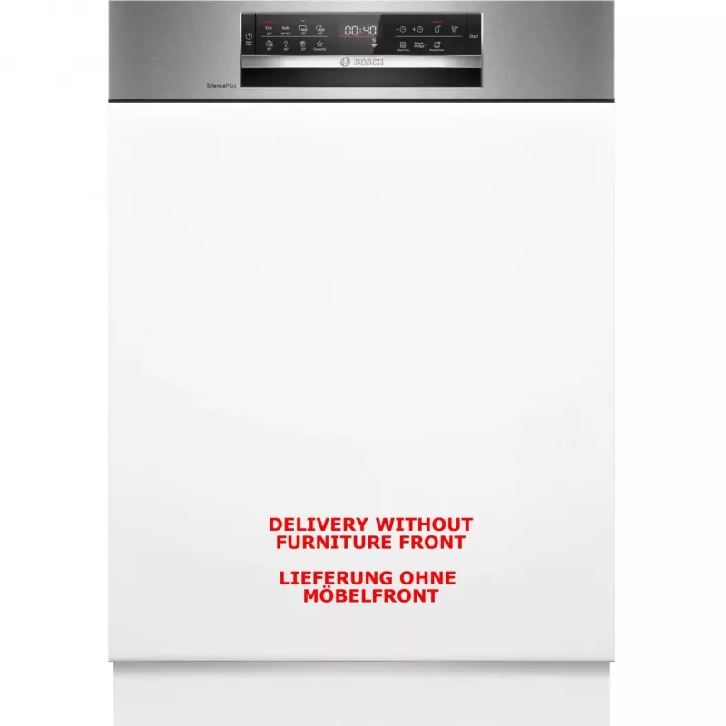 BOSCH SMI6ECS12E Serie 6 Daļēji integrēta trauku mazgājamā mašīna (Matēts nerūsējošais tērauds, 60 cm, Home Connect)