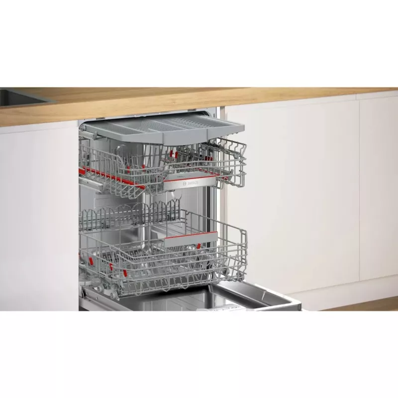 BOSCH SMI6ECS12E Serie 6 Daļēji integrēta trauku mazgājamā mašīna (Matēts nerūsējošais tērauds, 60 cm, Home Connect)