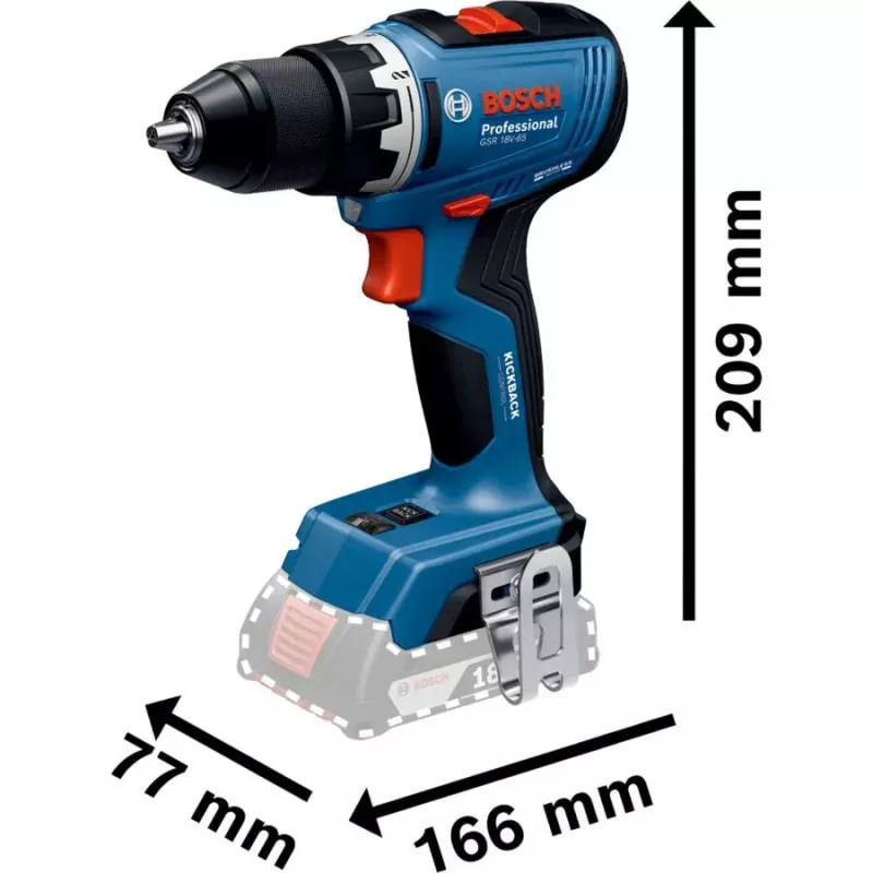 BOSCH Power Tools 18V Professional Combo Kit: Rotary Hammer GBH 18V-22 + Drill Driver GSR 18V-65 + Impact Wrench GDX 18V-285 (Blue/Black, 3x 5.0Ah Li-Ion Batteries, Tool Bag)