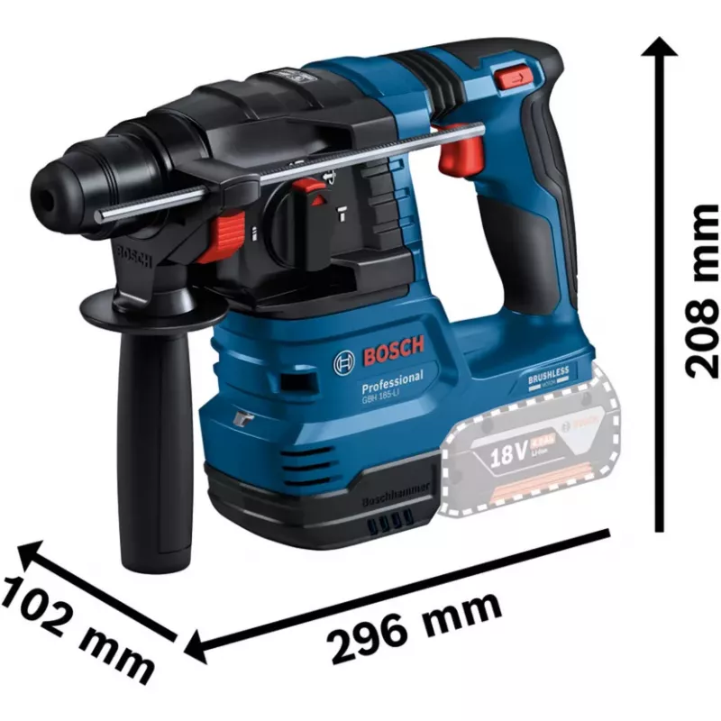 BOSCH Power Tools 18V Professional Combo Kit: Rotary Hammer GBH 18V-22 + Drill Driver GSR 18V-65 + Impact Wrench GDX 18V-285 (Blue/Black, 3x 5.0Ah Li-Ion Batteries, Tool Bag)