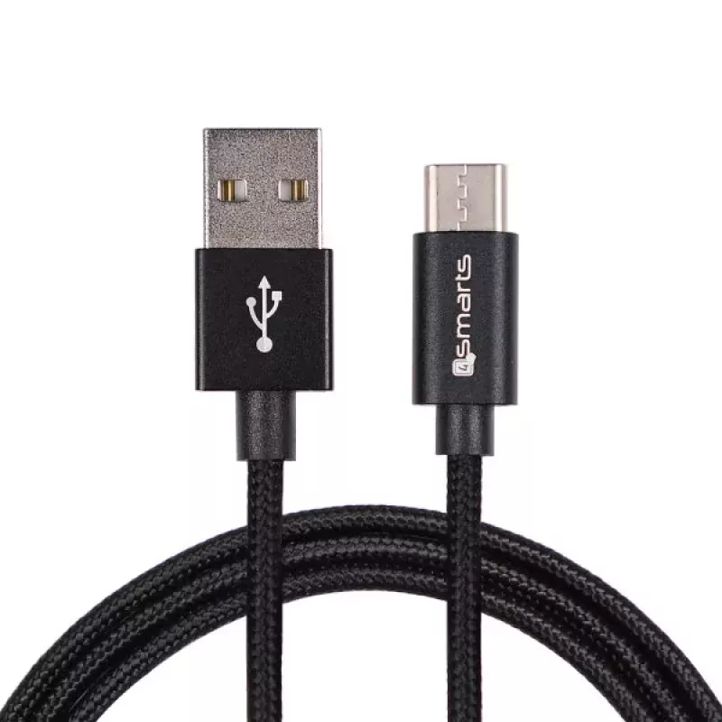 4SMARTS USB-A uz USB-C kabelis RapidCord 2A, 2m, melns