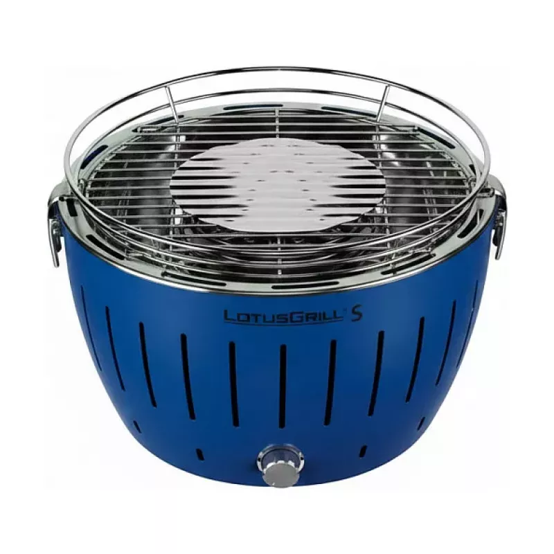 LotusGrill G280 U Blue Portable Charcoal Grill with Smokeless Technology