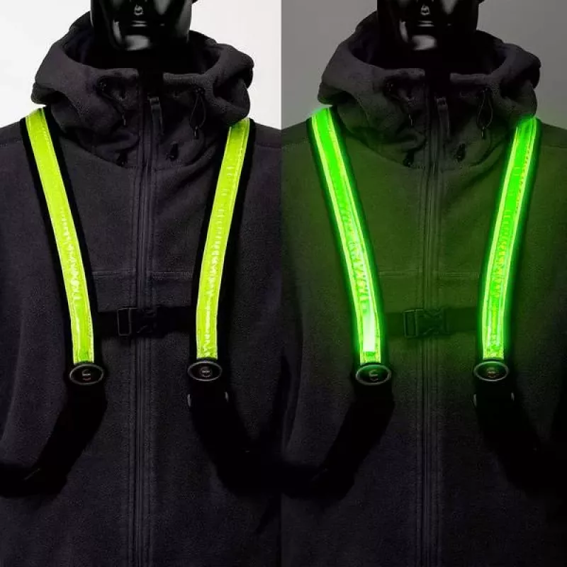 EasyPix StreetGlow L/XL LED Drošības Veste Pieaugušajiem - Uzlādējama, 3 Režīmi, Melna