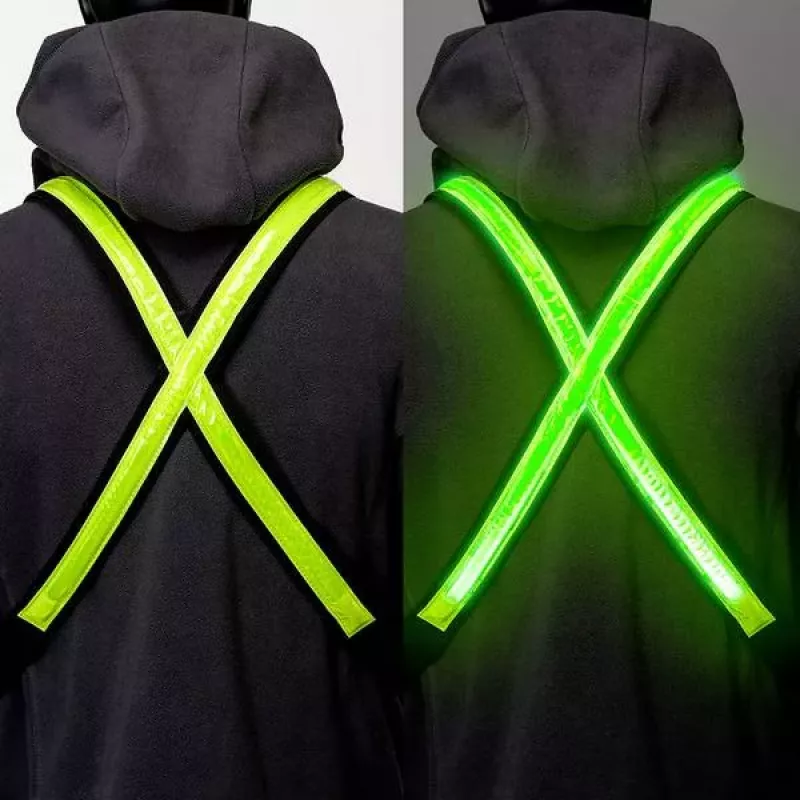 EasyPix StreetGlow L/XL LED Drošības Veste Pieaugušajiem - Uzlādējama, 3 Režīmi, Melna