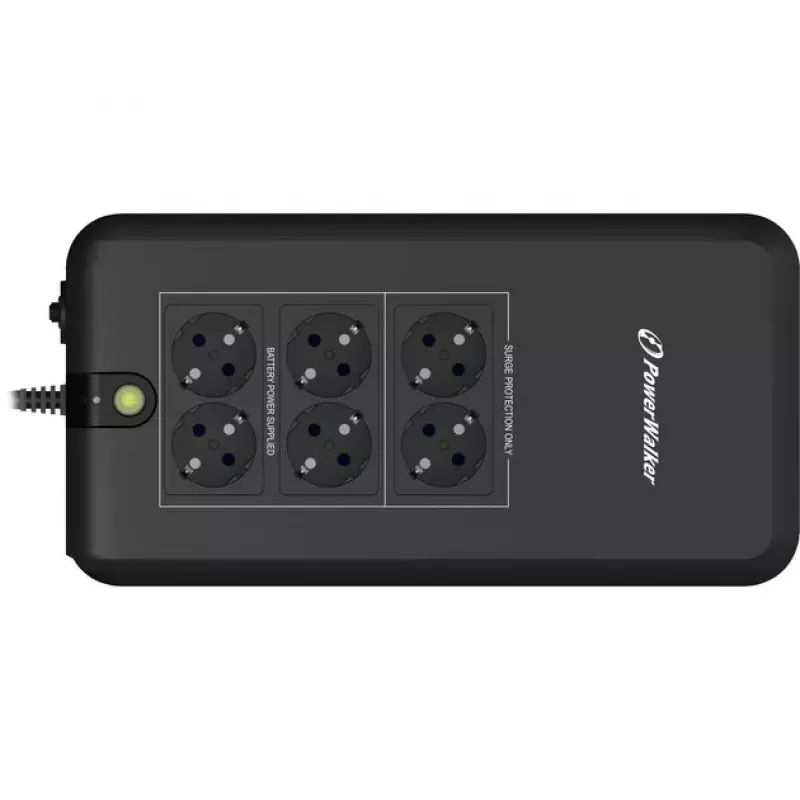 Bluewalker PowerWalker VFD 800 APFC UPS - 800 VA / 420 W - 6 Schuko kontaktligzdas - Melns