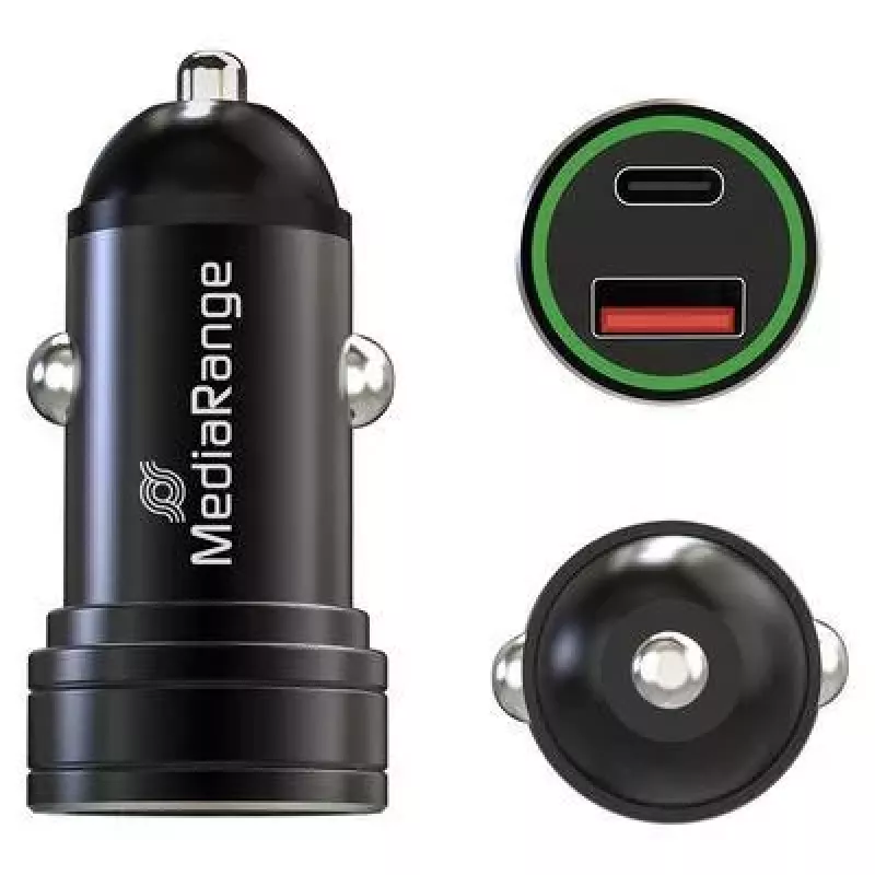 MEDIARANGE MRMA120 20W USB-C autolādētājs ar Power Delivery, melns