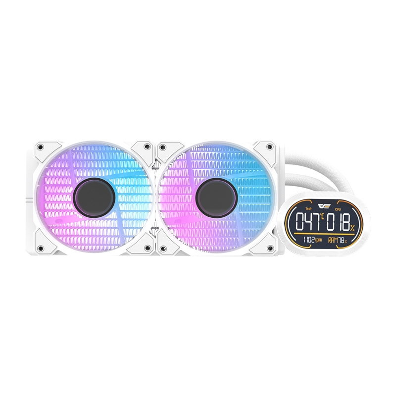 Darkflash DH240D v2 CPU Cooler (White) - 240mm AIO Liquid Cooler with ARGB