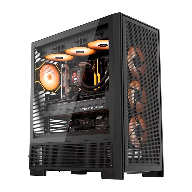 DarkFlash AIRNOVA Mid-Tower datora korpuss melns + 3 x 120mm ARGB ventilatori