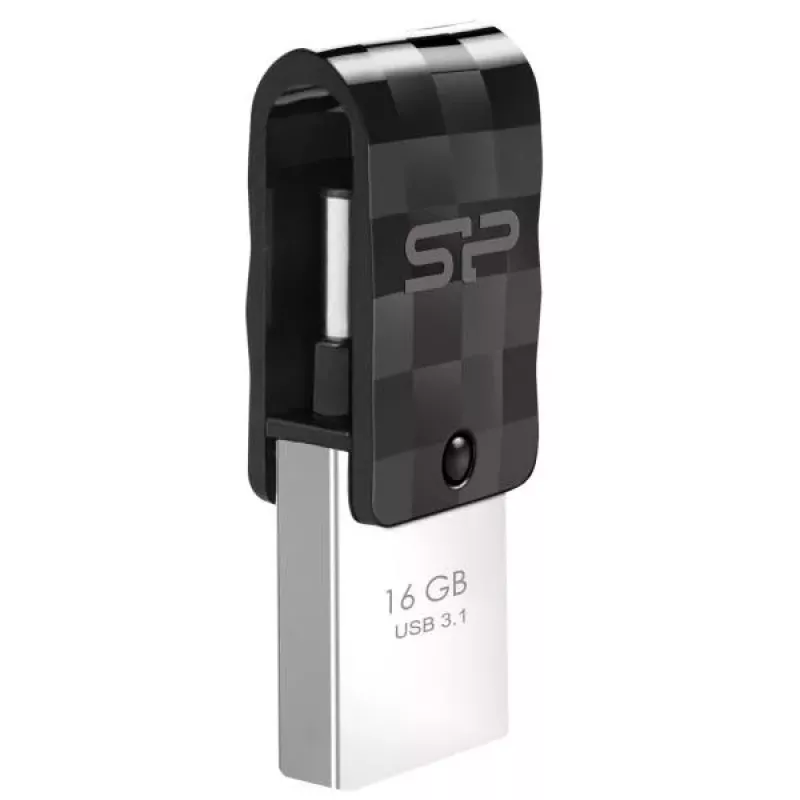 Silicon Power Mobile C31 USB zibatmiņa 16GB USB 3.1 Gen 1 / USB-C Melna