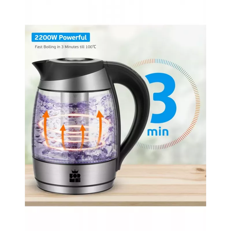 ForMe FKG-488 Bezvadu elektriskā tējkanna 1,8 L Sudrabs/Melns