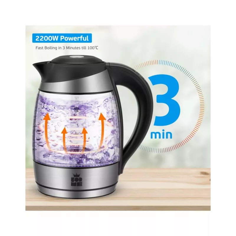 ForMe FKG-458 Bezvadu elektriskā tējkanna 1,8 L Nerūsējošais tērauds / Melna