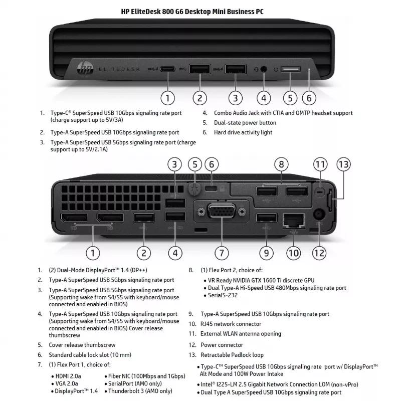 HP Atjaunots A klases EliteDesk 800 G6 Intel Core i5-10500T 8GB 256GB SSD Windows 11 Pro Small Form Factor darbvirsmas dators