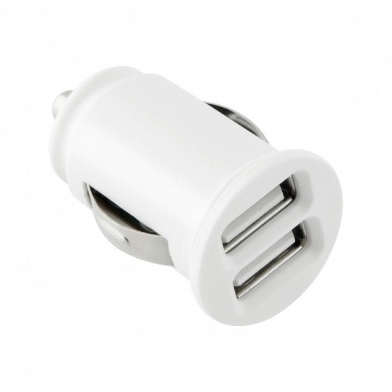 TOTI Dual USB Auto Lādētājs ar Micro USB Kabeli 1m 2.1A, Balts