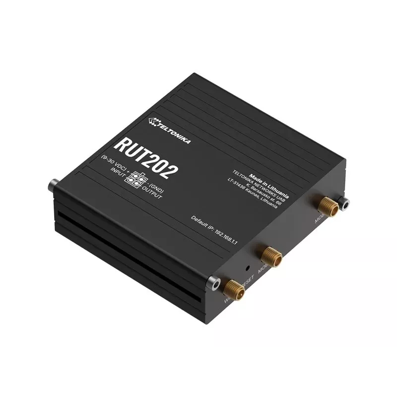 Teltonika RUT202 - 4G LTE bezvadu maršrutētājs, Wi-Fi 4, 2x Ethernet, DIN sliede