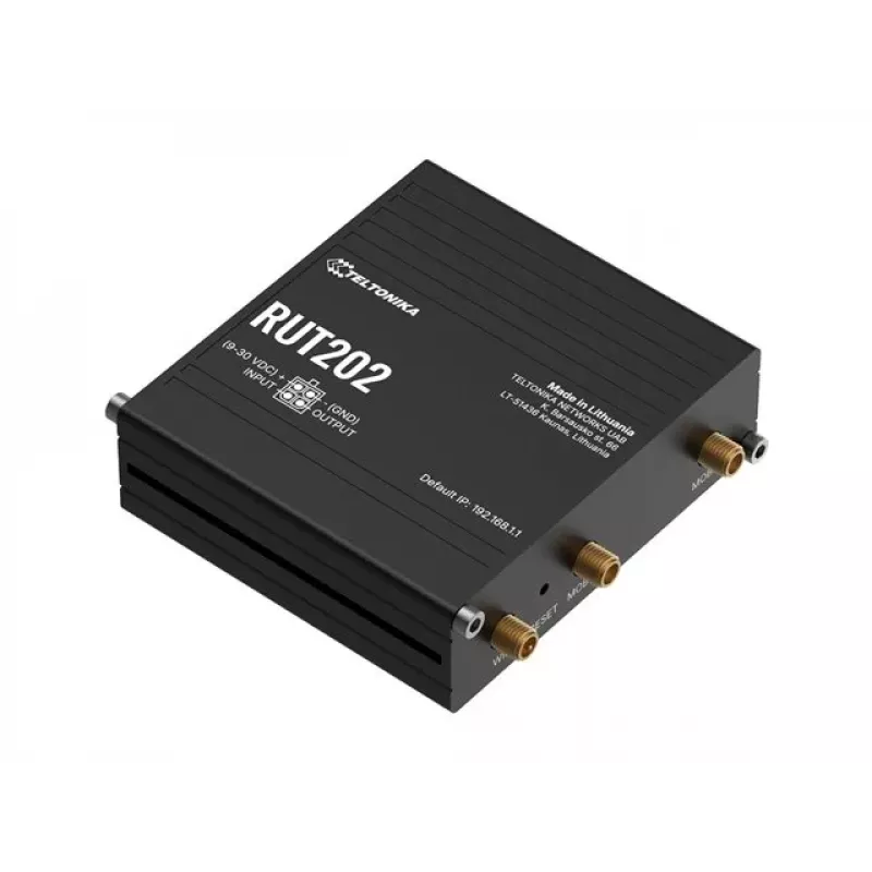 Teltonika RUT202 - 4G LTE bezvadu maršrutētājs, Wi-Fi 4, 2x Ethernet, DIN sliede