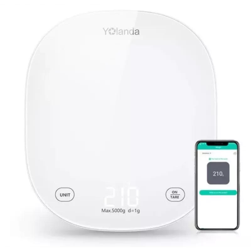 Yolanda CK10A viedie virtuves svari ar Bluetooth, 3000g ietilpība, 0.1g precizitāte, USB-C uzlādējami