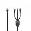 SEEK TOTI USB A uz Micro USB / USB-C / Lightning 1,5m Pīts Kabelis 2A (Ne-MFI) Melns