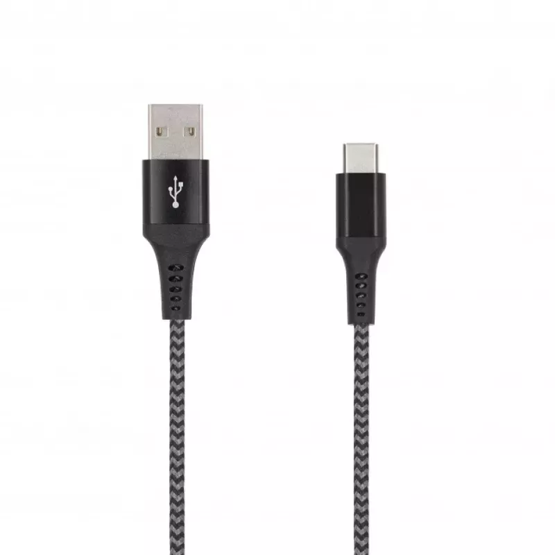 SEEK TOTI USB-A uz USB-C 2m Pīts Kabelis 2A, Melns/Kosmosa Pelēks
