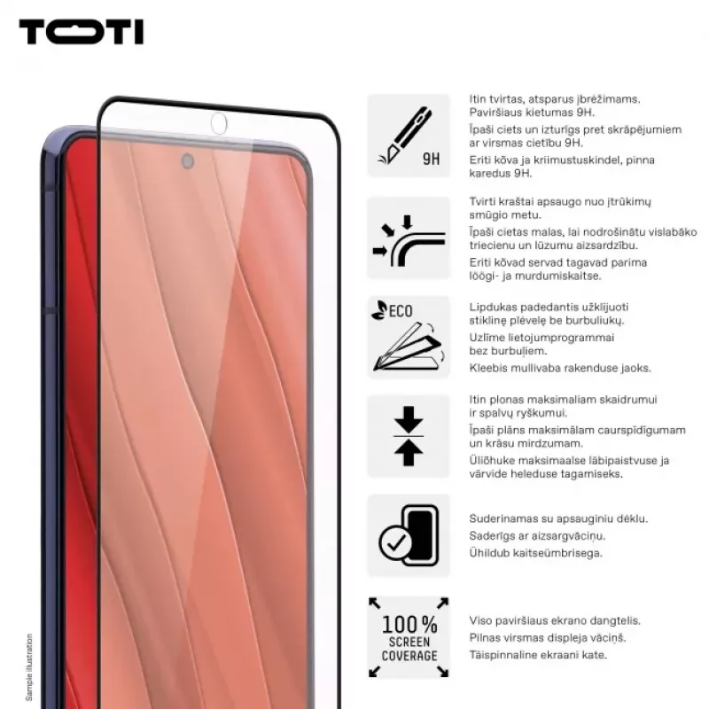 TOTI PREMIUM Premium rūdīta stikla 3D ekrāna aizsargs pilnam pārklājumam Samsung Galaxy S24/S25
