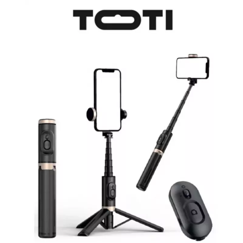 SEEK TOTI Selfie Stick ar slēptu dizainu un stabilu statīvu Q12, Melns