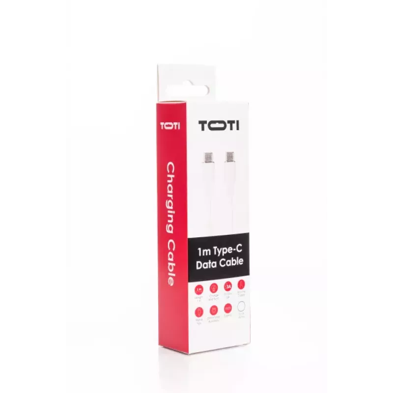 SEEK TOTI USB-C uz USB-C Silikona kabelis 1m 3A Balts