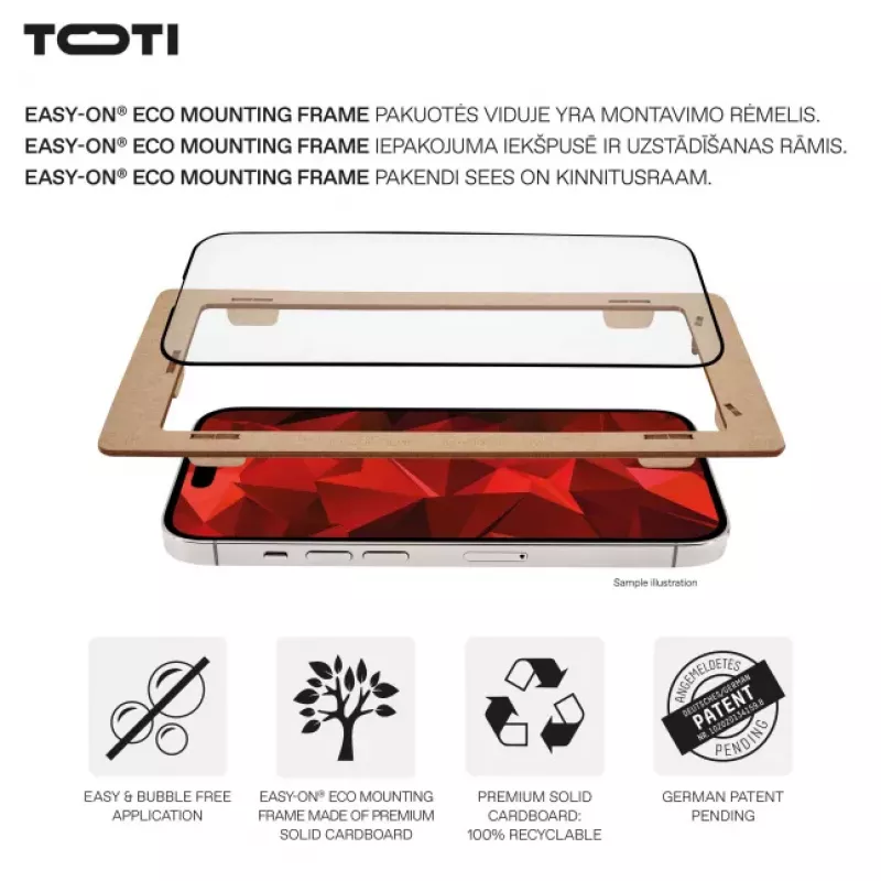 TOTI PREMIUM Premium rūdīta stikla ekrāna aizsargs 3D Full Cover Apple iPhone 16 Plus / 15 Plus