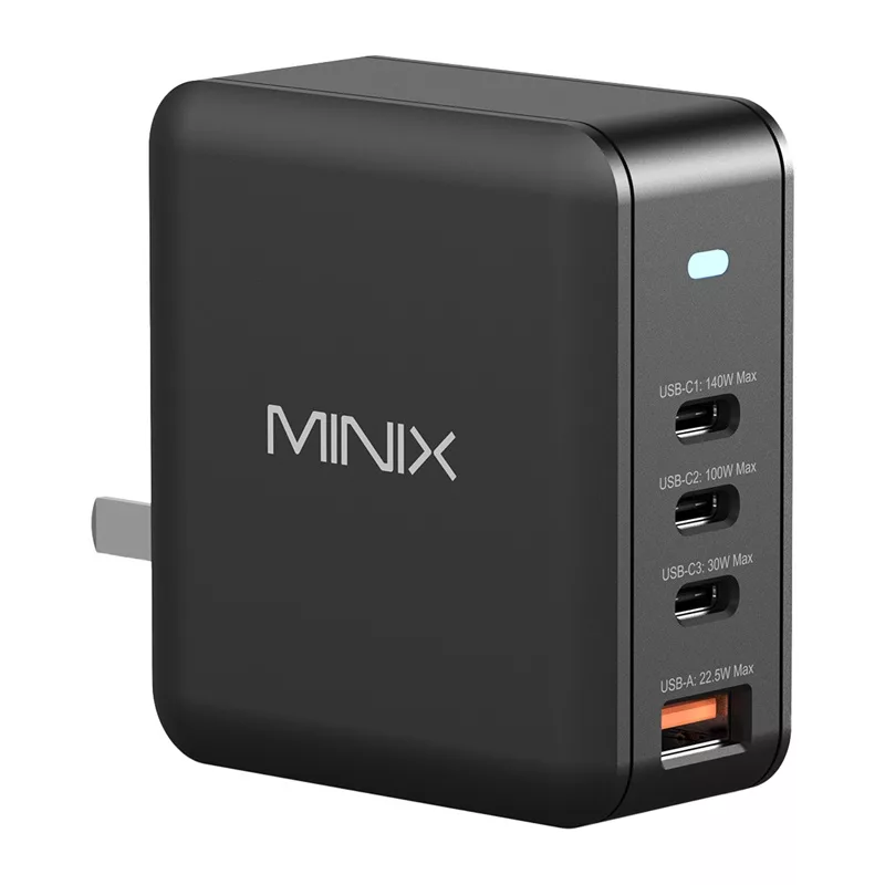 MINIX NEO-P165 GaN sienas lādētājs ar 3x USB-C un 1x USB-A portiem 165W