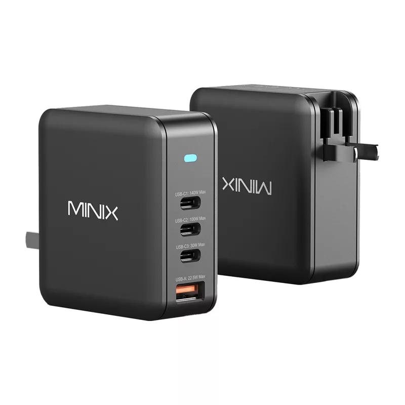 MINIX NEO-P165 GaN sienas lādētājs ar 3x USB-C un 1x USB-A portiem 165W