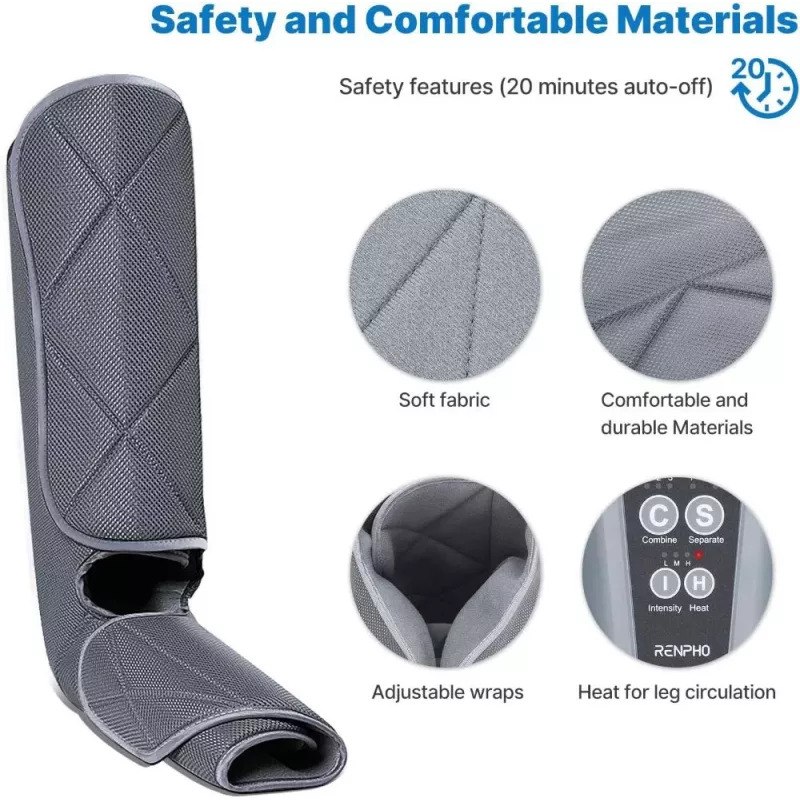 RENPHO Foot & Calf Air Massager With Heat - Grey/Black