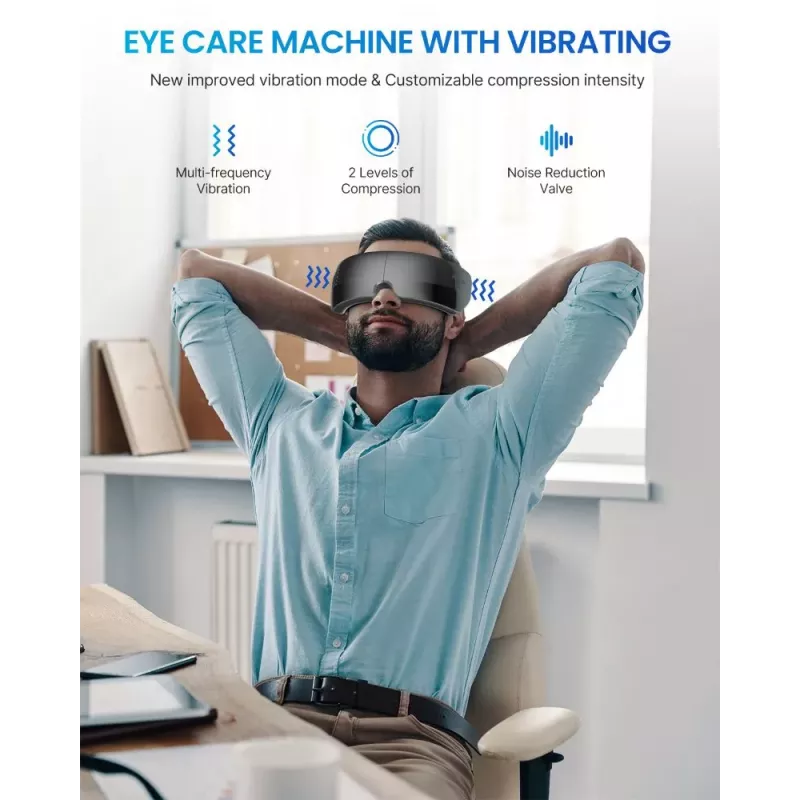 RENPHO Eyeris View Acu Masāžas Ierīce ar Siltumu, Gaisa Kompresiju, Vibrāciju, Bluetooth, USB-C, Salokāma, Pelēka