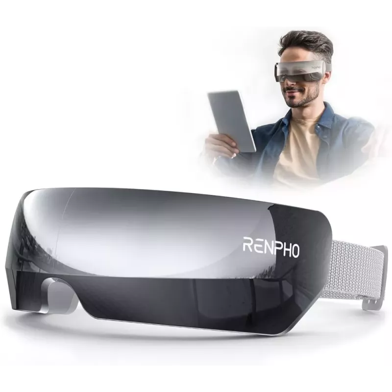 RENPHO Eyeris View Acu Masāžas Ierīce ar Siltumu, Gaisa Kompresiju, Vibrāciju, Bluetooth, USB-C, Salokāma, Pelēka