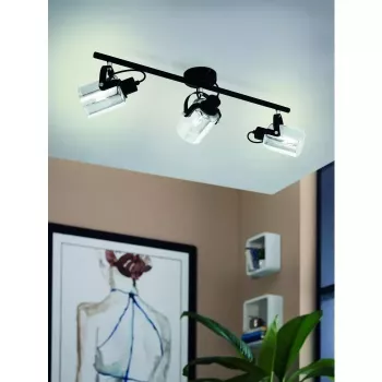 BERREGAS 3-Light E27 Ceiling & Wall Spotlight, Black/Chrome, 220-240V, IP20, Indoor
