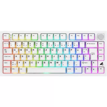 Sharkoon SGK55W SKILLER Wireless Gaming Keyboard, 75% Layout, PBT Keycaps, White