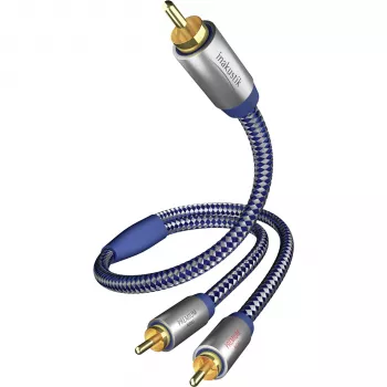 in-akustik Premium Y Subwoofer Cable - 2x RCA Male to 1x RCA Male, 3.0 m, Melns