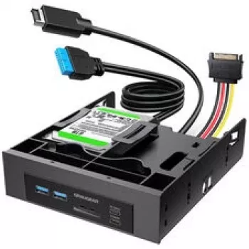 GRAUGEAR USB Hub + Card Reader Front Panel ar 2.5 inch SSD rāmi, melns