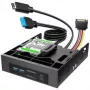 GRAUGEAR USB Hub + Card Reader Front Panel ar 2.5 inch SSD rāmi, melns